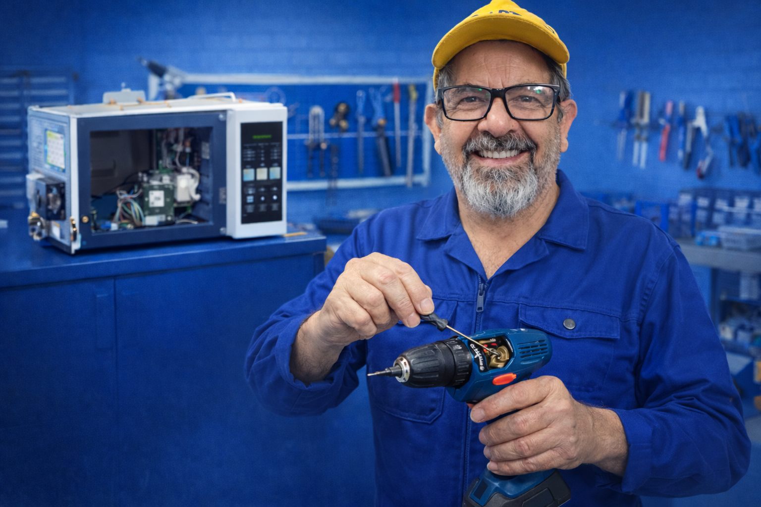 Profissional realizando manutenção em ferramenta elétrica